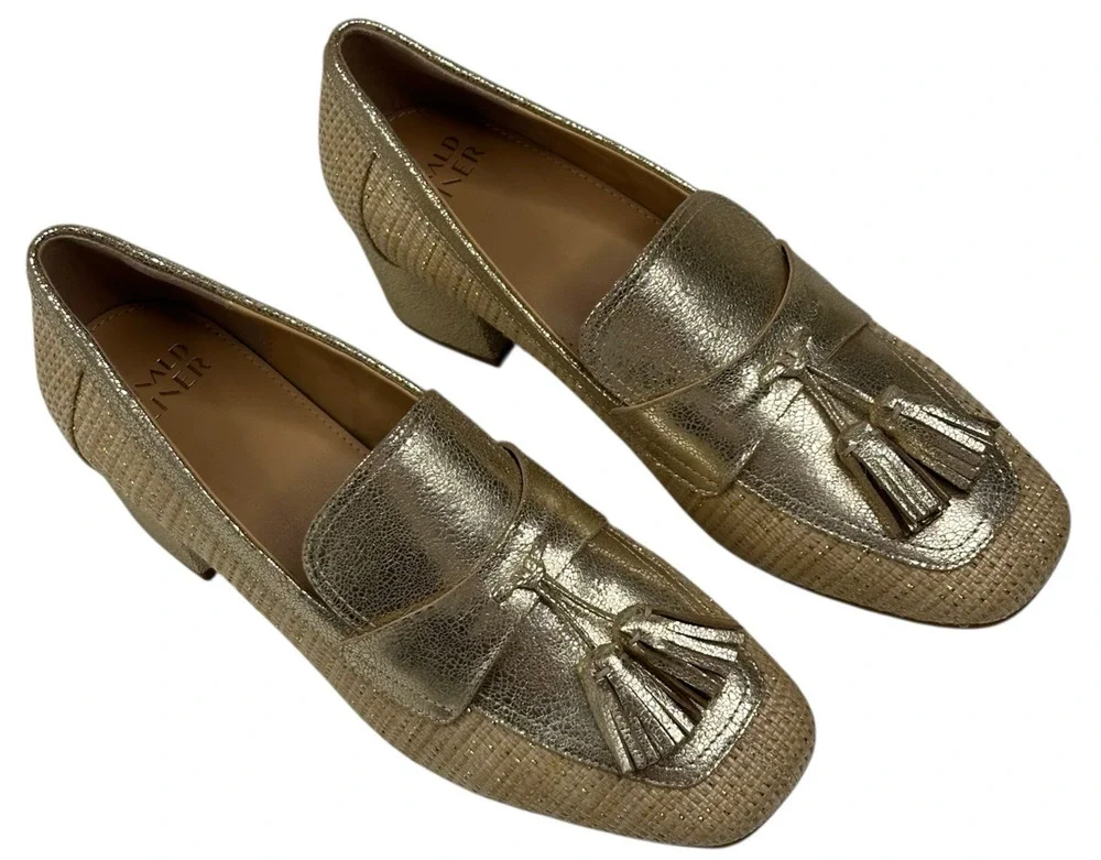 Donald Pliner Kressida Dress Loafer Pump Womens Size 8 Gold Metallic Tassel New